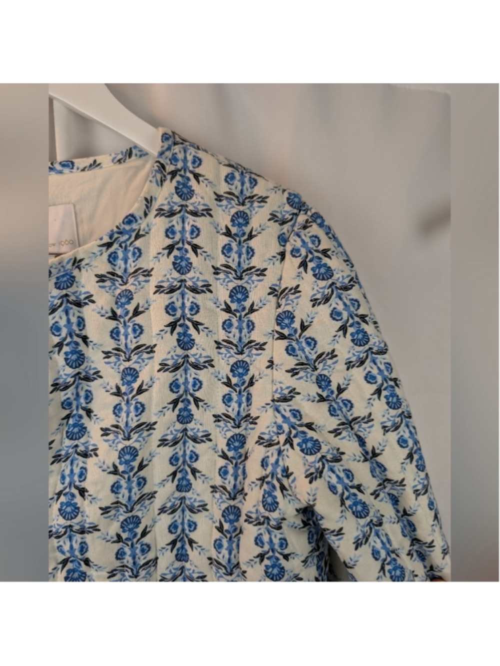 House Of Harlow Floral Blue and White Women's Jacket Size L New No Tags - Picture 4 of 11